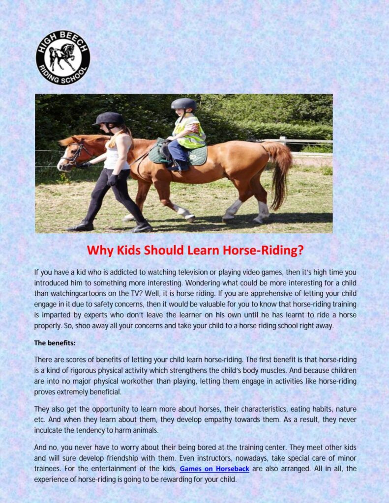 Benefits of Children Engaging in Horseback Riding